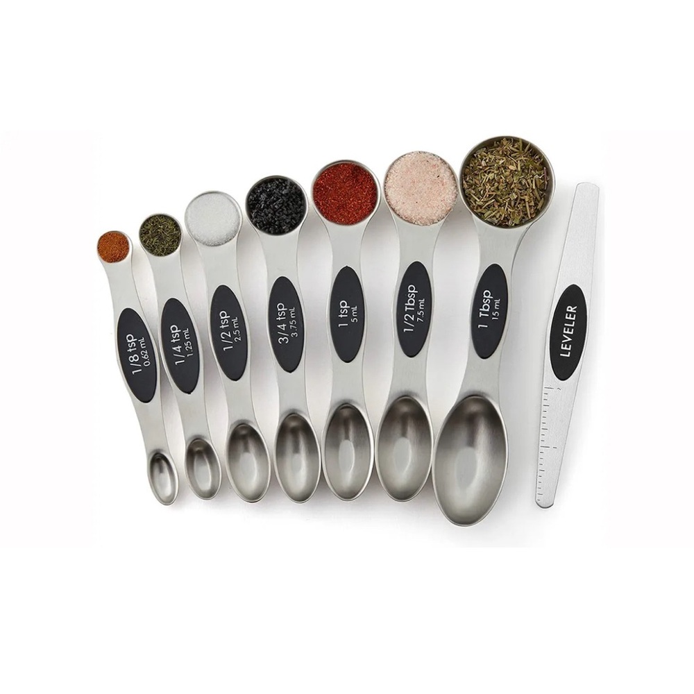 8 PC Stainless Steel Magnetic Measuring Spoons and Leveler Set